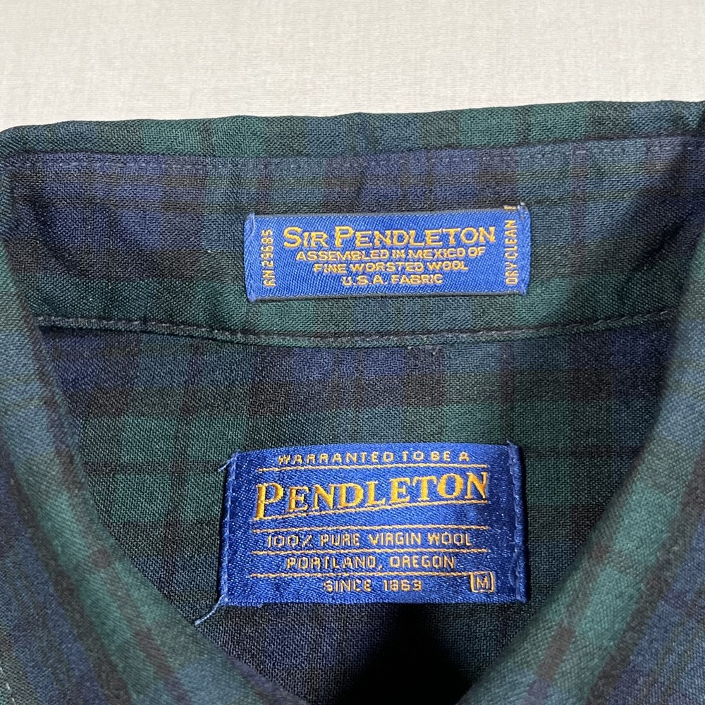 Pendleton Men's M Medium Black Watch Tartan Plaid Button Down Wool Shirt - Picture 4 of 13